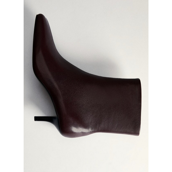 MANGO MNG CHOCOLATE COSME SQUARED SQUARE TOE LEATHER ANKLE BOOTS BOOTIE 37 6.5 - Picture 8 of 10